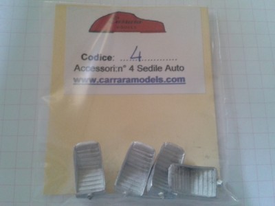 CM-SP04 set 4 sedili auto sportivo fusina per auto anni '60 '70 in metallo bianco - scala 1:43